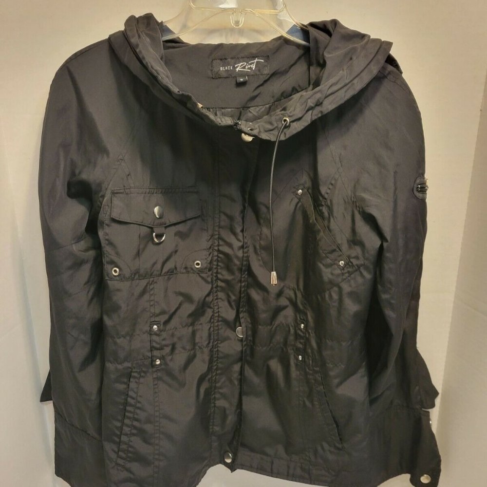 Black Rinet Men's Hooded Full-Zip Jacket Size S